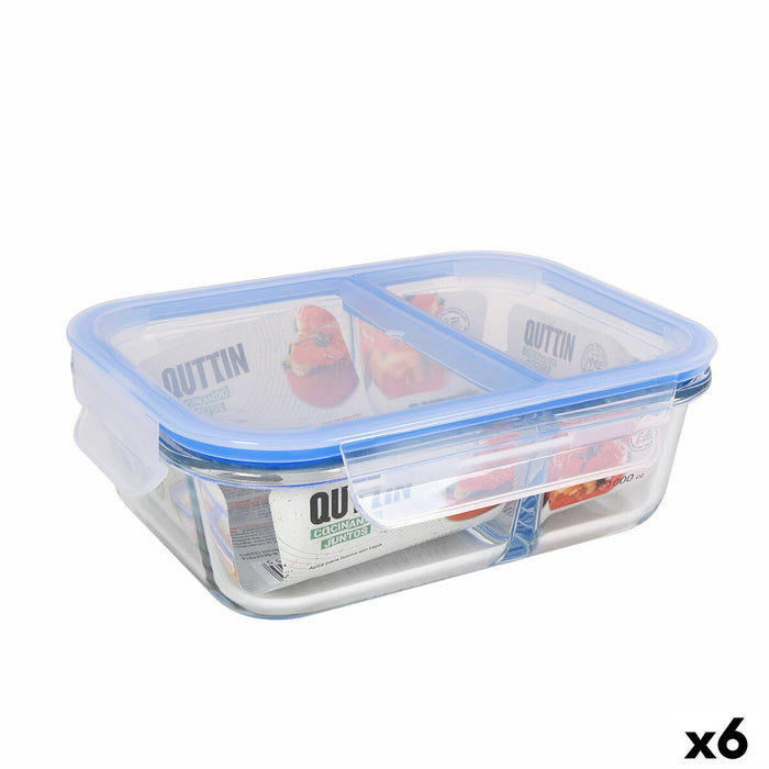 Hermetic Lunch Box Quttin 2 Compartments Rectangular 1 L (6 Units)