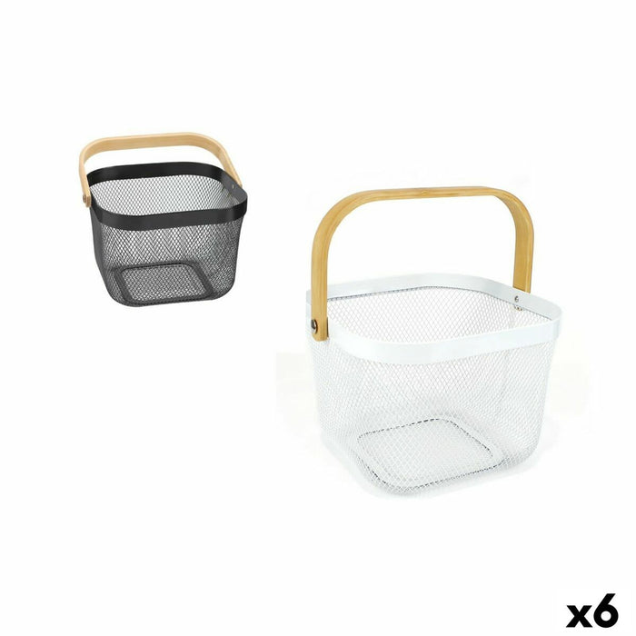Multi-purpose basket Confortime Wood Metal 25 x 26 x 18 cm (6 Units)