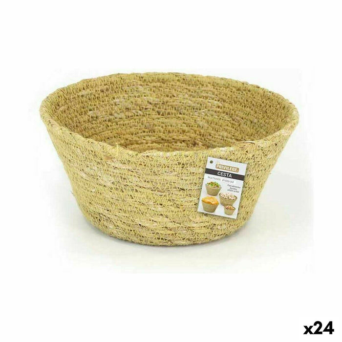 Multi-purpose basket Privilege Seagrass Circular 18 x 8 cm (24 Units)