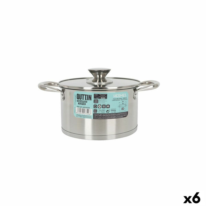 Pot with Glass Lid Quttin Hermes Steel 2,8 L (6 Units)