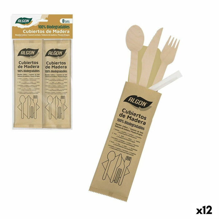 Cutlery Set Algon 45 Pieces Wood (12 Units)