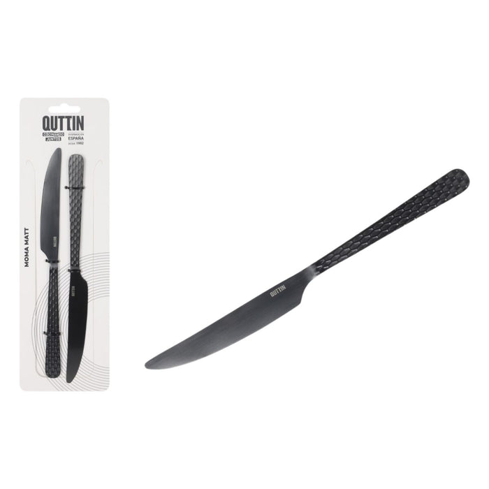 Table knife Quttin MOMA Black 22,5 x 2 cm 2 Pieces (12 Units)