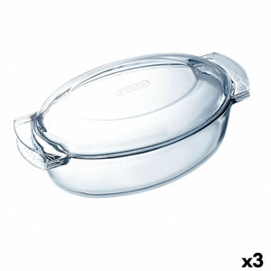 Oven Dish Pyrex Classic Vidrio Transparent Glass Oval 39 x 23 x 15 cm With lid (3 Units)