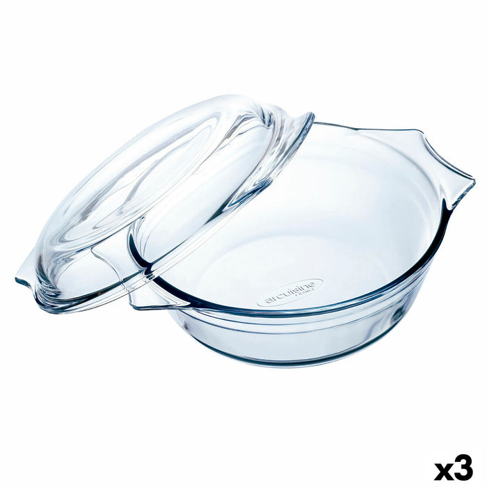 Oven Dish Ô Cuisine Ocuisine Vidrio Transparent Glass 21,5 x 18 x 8,5 cm With lid (3 Units)