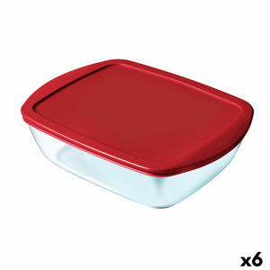 Hermetic Lunch Box Pyrex Cook & store Red Glass (400 ml) (6 Units)