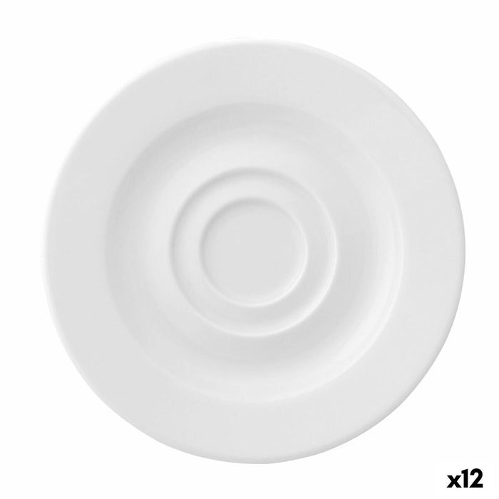 Plate Ariane Prime Espresso Ceramic White 13 cm (12 Units)