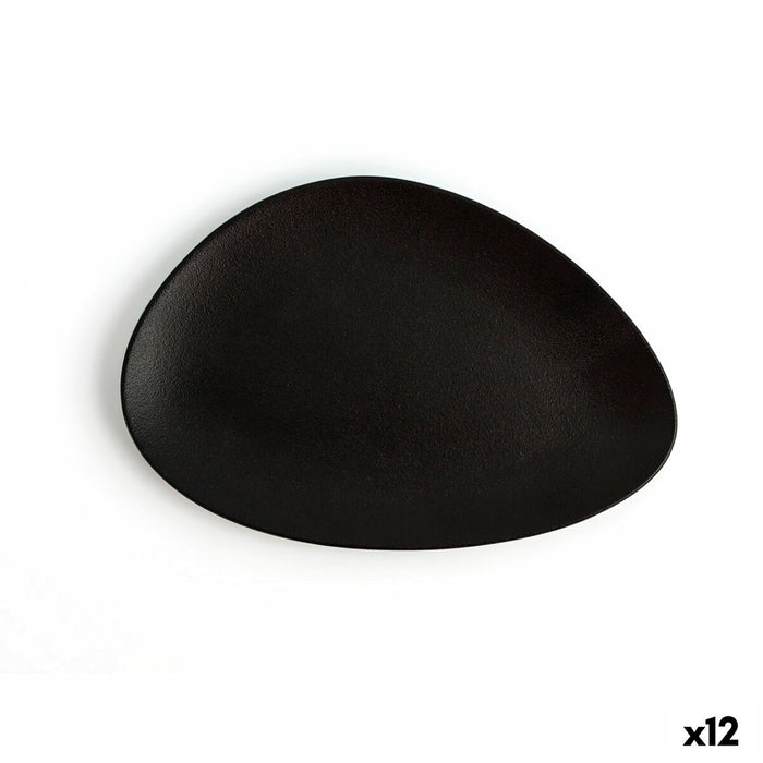 Flat plate Ariane Antracita Triangular Ceramic Black Ø 21 cm (12 Units)