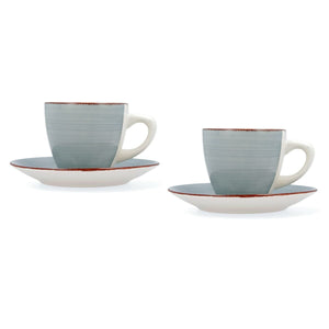 Set of Mugs with Saucers Quid Vita Morning Blue Ceramic (4 Pieces) (6 Units)