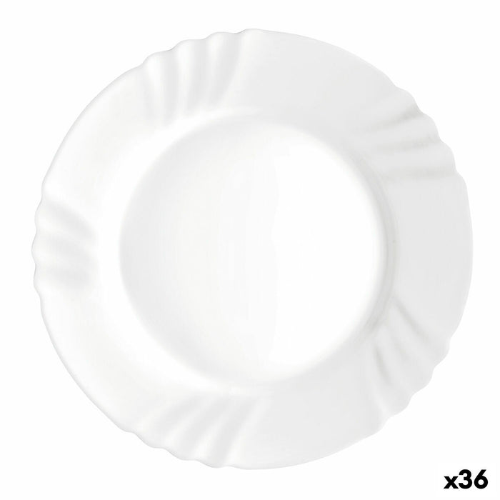 Flat plate Bormioli Rocco Ebro White Glass (24 cm) (36 Units)