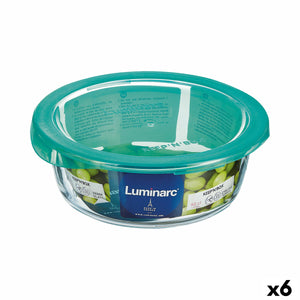 Round Lunch Box with Lid Luminarc Keep'n Lagon 920 ml 15,6 x 6,6 cm Turquoise Glass (6 Units)