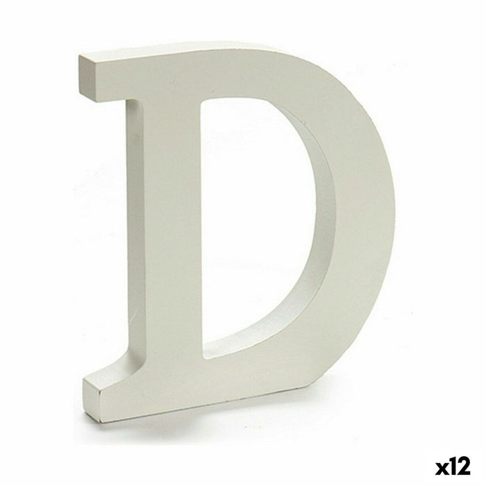 Letter D Wood White (1,8 x 21 x 17 cm) (12 Units)