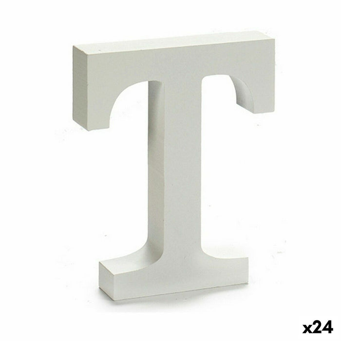 Letter T Wood White (2 x 16 x 14,5 cm) (24 Units)