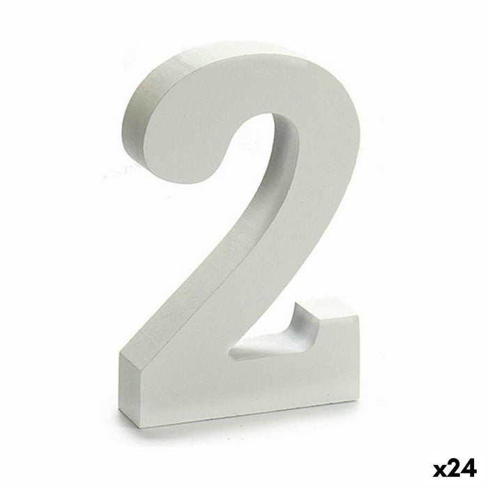 Number 2 Wood White (2 x 16 x 14,5 cm) (24 Units)