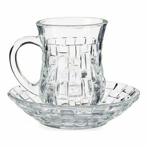 Set of Mugs with Saucers 125 ml Transparent Glass (12 x 9 x 12 cm) (4 Units)