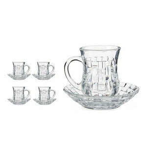 Set of Mugs with Saucers 125 ml Transparent Glass (12 x 9 x 12 cm) (4 Units)
