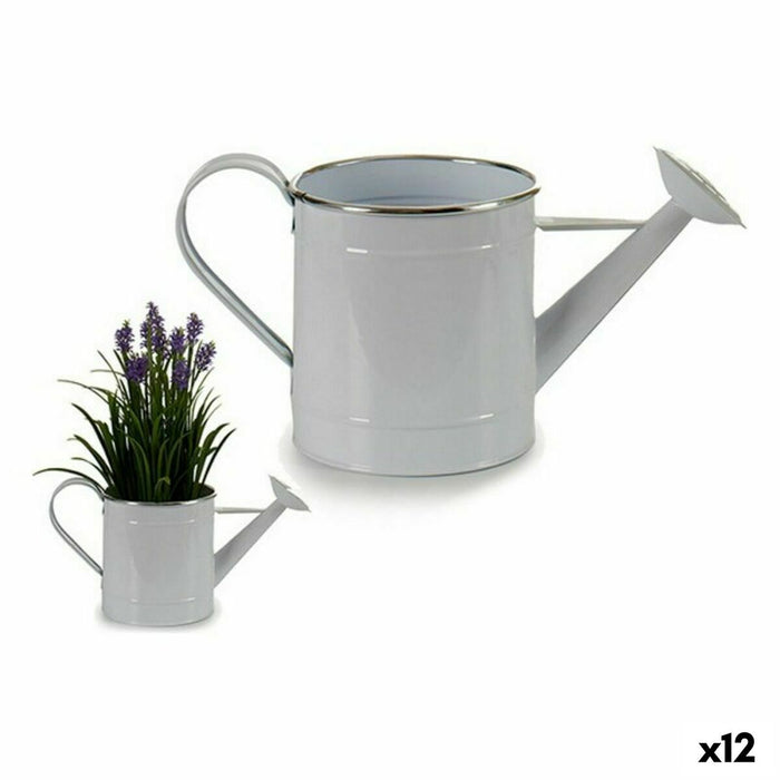 Decorative watering can Metal White Silver (15,7 x 18 x 35,5 cm) (12 Units)