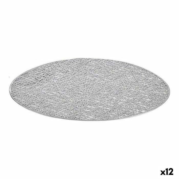 Table Mat Silver Plastic (Ø 38 cm) (12 Units)