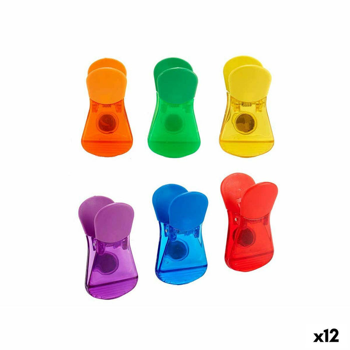 Bag Closing Clips Kinvara Yellow Blue Red Green Purple Multicolour Orange Metal Plastic Magnetic 6 Pieces (12 Units)