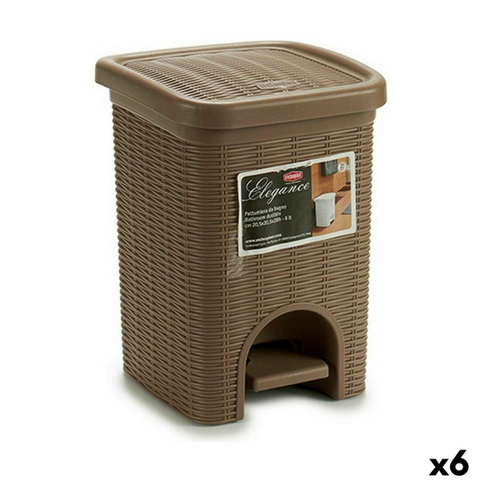 Pedal bin Stefanplast Elegance Black Beige Plastic 6 L (6 Units)