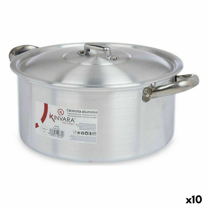 Casserole with lid Kinvara Silver 5 L 33 x 14,5 x 26 cm (10 Units)