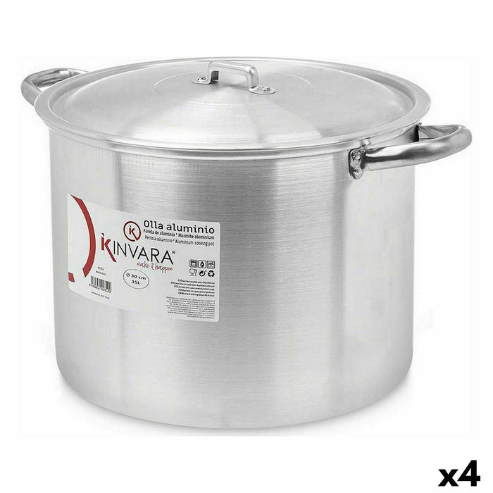 Casserole with Lid Ø 30 cm Silver Aluminium (4 Units)