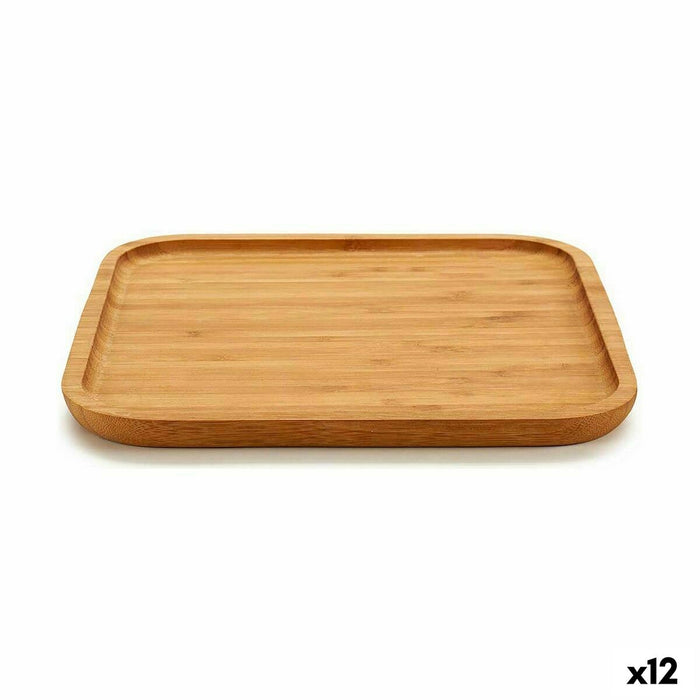 Snack tray Squared Brown Bamboo 25 x 1,5 x 25 cm (12 Units)