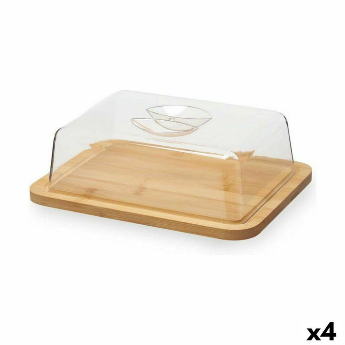 Cheeseboard With lid Brown Transparent Bamboo 19,1 x 7,5 x 25,1 cm (4 Units)