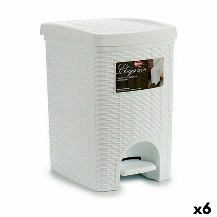 Pedal bin Stefanplast Elegance White Plastic 20 L (6 Units)