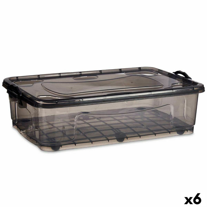 Storage Box with Wheels Anthracite Plastic 40 L 46,5 x 20 x 72,5 cm (6 Units)