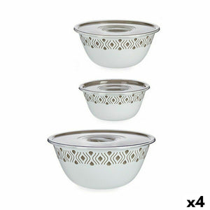 Set of bowls Stefanplast Tosca With lid Beige Plastic (4 Units)