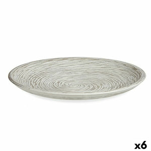 Decorative Plate Ø 29 cm Spiral White MDF Wood (6 Units)