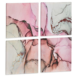 Set of 4 pictures Canvas Pink Marble 35 x 7 x 35 cm (6 Units)