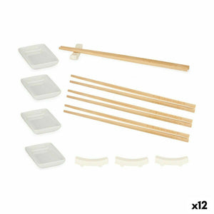 Sushi Set White Ceramic (12 Pieces) (12 Units)