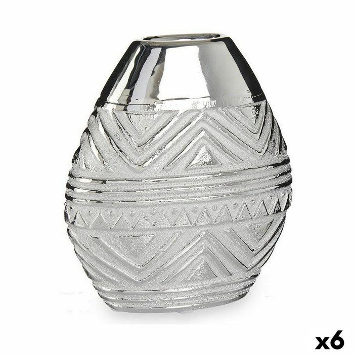 Vase Width Silver Ceramic 8 x 19,5 x 17,5 cm (6 Units)