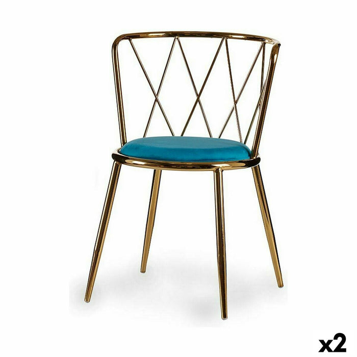 Chair Rhombus Blue Golden 50,5 x 73 x 51 cm (2 Units)