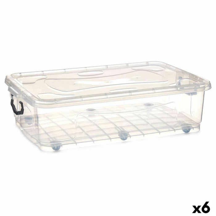 Storage Box with Wheels Kipit Transparent Plastic 40 L 46,5 x 20 x 72,2 cm (6 Units)