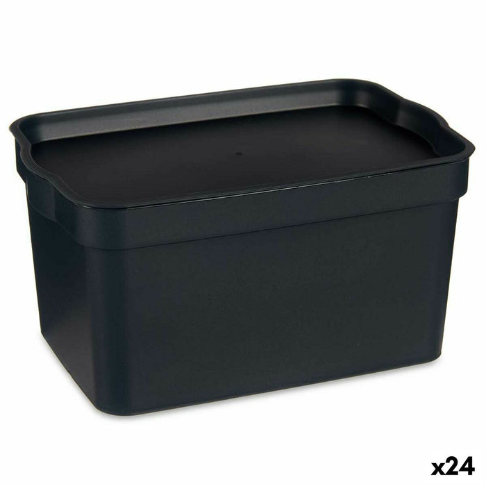 Storage Box with Lid Anthracite Plastic 2,3 L 13,5 x 11 x 20 cm (24 Units)