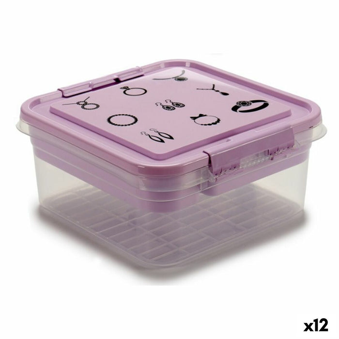 Jewelry box Gondol Purple Transparent Plastic 24,5 x 11,5 x 26 cm (12 Units)
