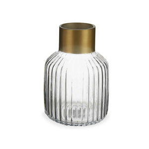 Vase Transparent Golden Glass 14,5 x 22 x 14,5 cm (6 Units)