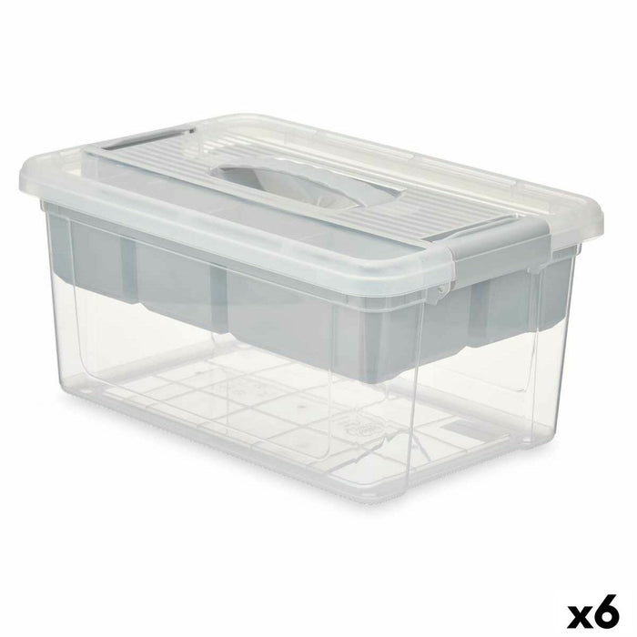 Multi-use Box Grey Transparent Plastic 9 L 35,5 x 17 x 23,5 cm (6 Units)