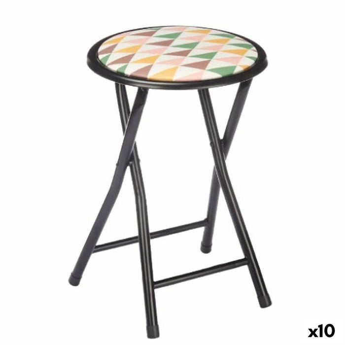 Folding Stool Gift Decor Geometric Black PVC Metal 30 x 30 x 45 cm 30 x 69 x 7 cm (10 Units)