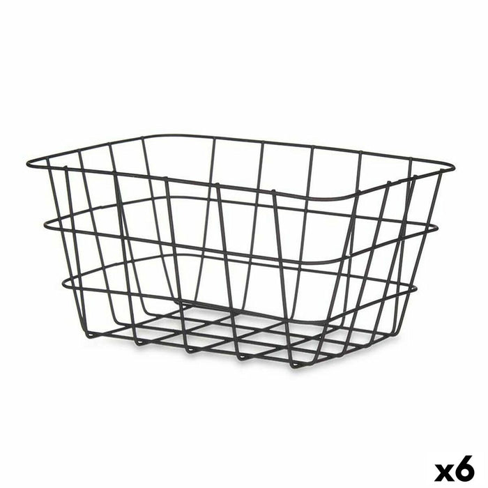 Multi-purpose basket Kinvara W5759K-S BLACK Black Metal 24,5 x 12 x 18 cm Rectangular (6 Units)