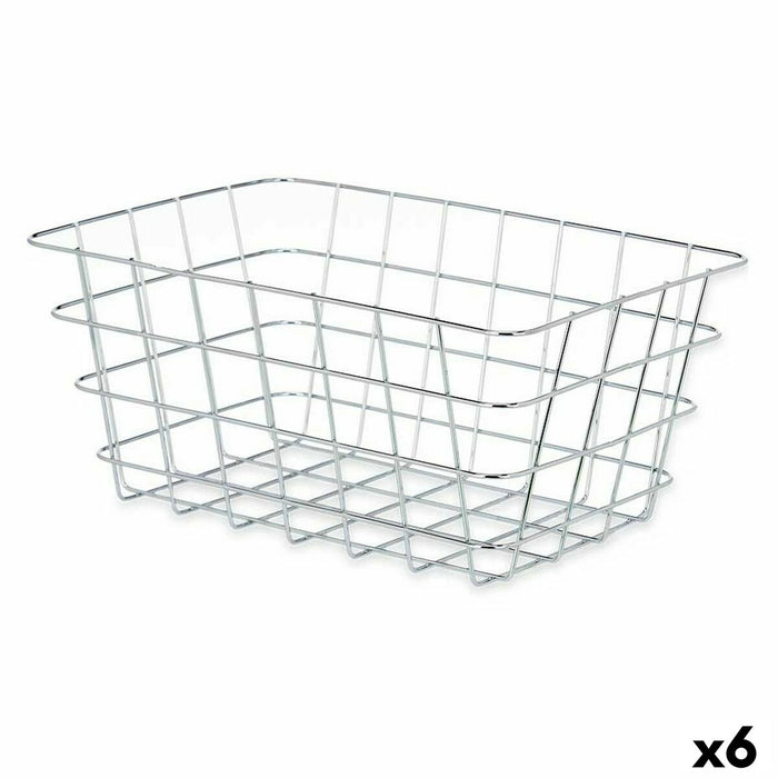 Multi-purpose basket Silver Metal 31 x 14 x 21 cm Rectangular (6 Units)