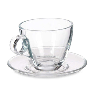 Cup with Plate Transparent Glass 170 ml (6 Units)