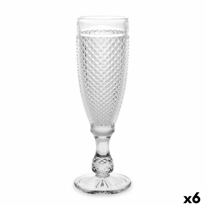 Champagne glass Diamond Transparent Glass 185 ml (6 Units)