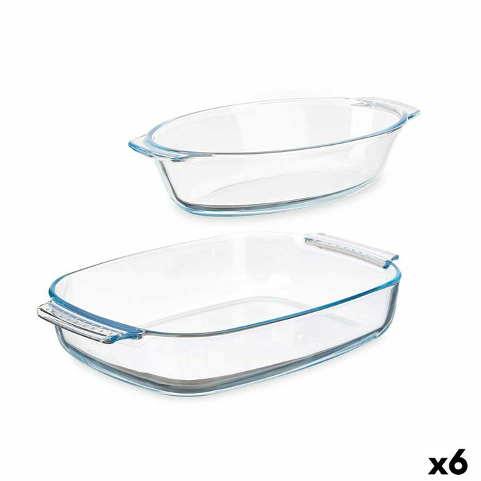 Set of trays Vivalto Transparent Borosilicate Glass 700 ml 2 L 2L 30,2 x 5,8 x 19,7 cm (6 Units)
