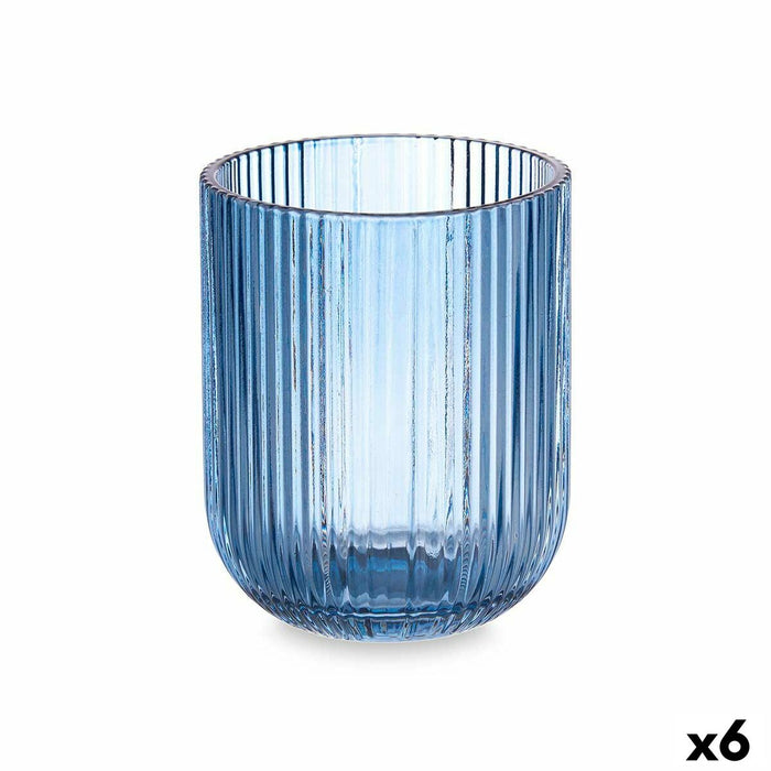 Glass Vivalto Blue Crystal Stripes 270 ml (6 Units)