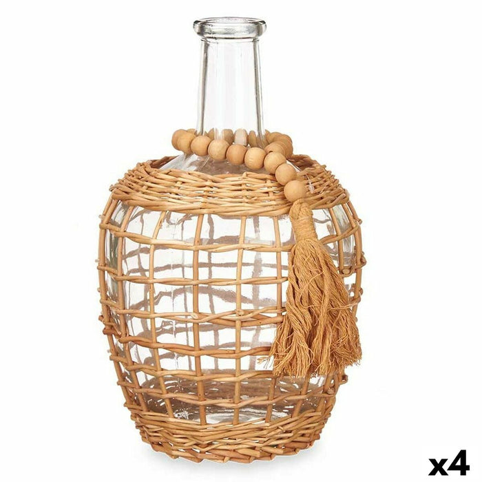 Decorative container Gift Decor Brown Transparent Wood Crystal 20 x 30 x 20 cm 5,5 x 30 x 5,5 cm 20 x 30,5 x 20 cm (4 Units)