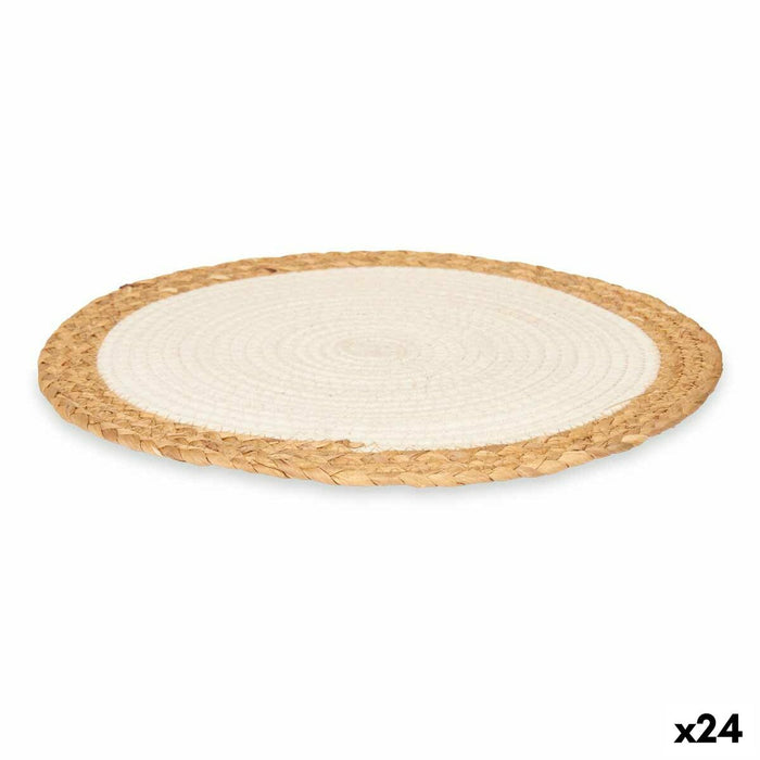 Table Mat Kinvara White Brown Cotton Marine algae 35 x 0,6 x 35 cm (24 Units)