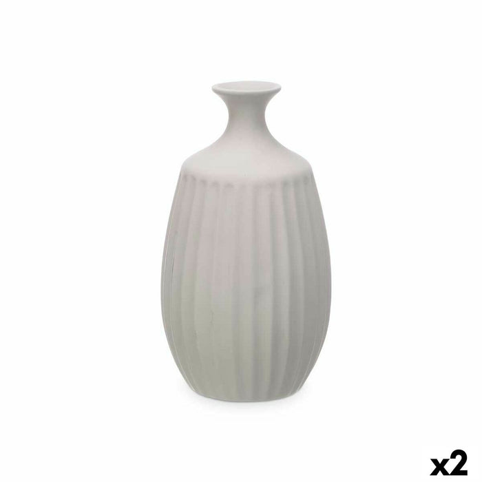 Vase Grey Ceramic 21 x 39 x 21 cm (2 Units) Stripes